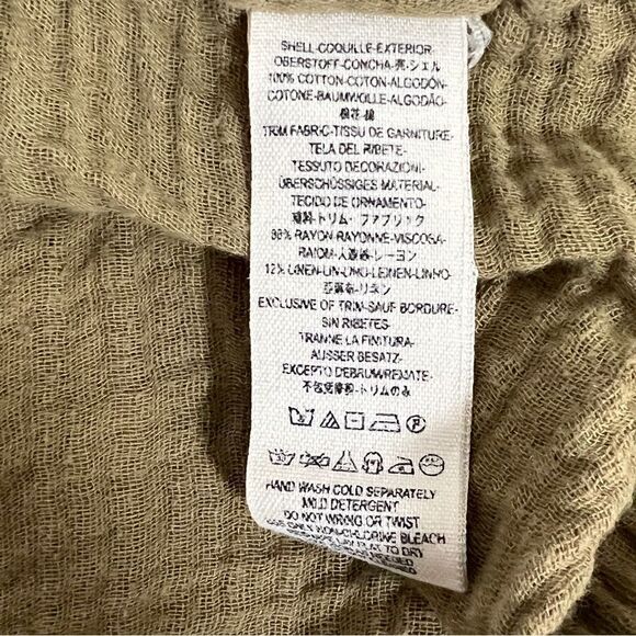 Free People Olive Green Babydoll Mini Dress XS Boho Muslin Gauze Appearance - Picture 11 of 11